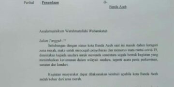Surat Bpbd Banda Aceh Yang Meminta Untuk Meniadakan Acara Yang Menimbulkan Kerumunan Seperti Acara Pesta Perkawinan, Sunatan Dan Kenduri
