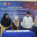 Ketua Dekranasda Aceh Dyah Erti Idawati menandatangani MoU dengan BPVP Banda Aceh dan Galeri Pengantin Yenny Shalia di Aula Balai Pelatihan Kerja Banda Aceh, Senin (20/6)
