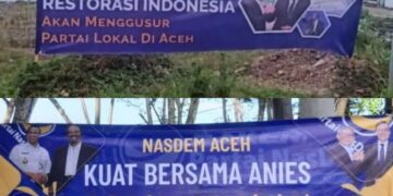 Spanduk mengatasnamakan NasDem akan gusur partai lokal di Aceh muncul di Aceh Besar