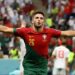 Selebrasi pemain Portugal Goncalo Ramos usai mencetak gol ke gawang Swiss dalam laga 16 besar Piala Dunia 2022, Rabu dini hari (7/12) Wib