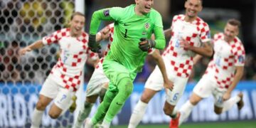 Kroasia lolos ke semifinal usai menang adu penalti atas Brasil pada laga perempat final Piala Dunia 2022 di Education City Stadium, Doha, Qatar Jum'at malam (9/12) Wib