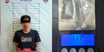 Tim Opsnal Satuan Reserse Narkoba Polres Pidie menangkap pelaku penyalahgunaan narkotika jenis sabu berinisial JM (26) di Gampong Yaman Barat Kecamatan Mutiara, Jum'at (23/12/2022)