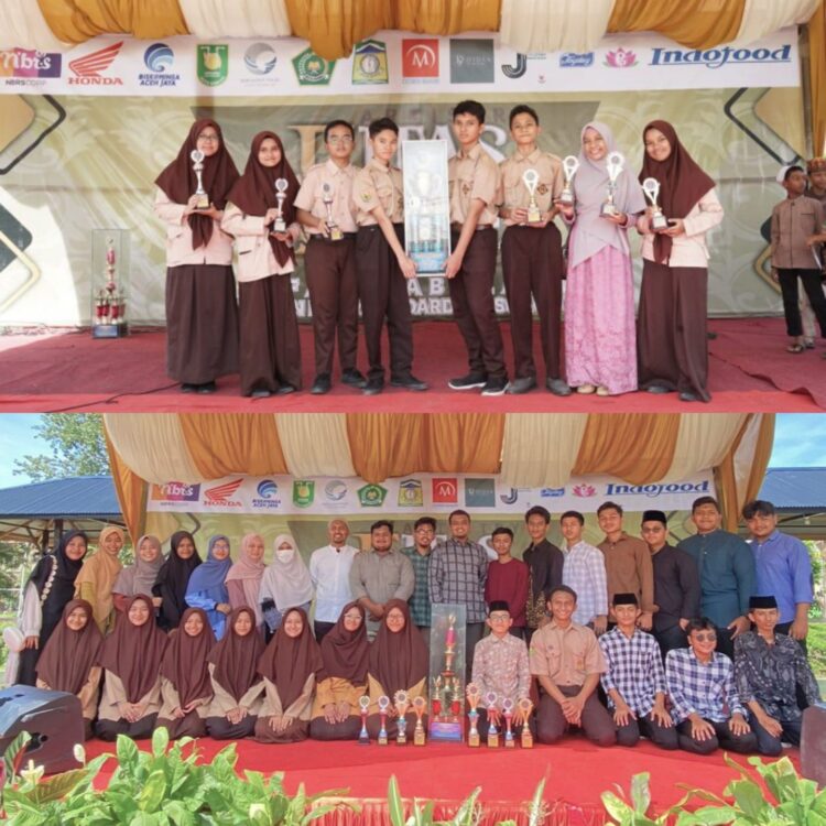 MTsN 1 Model Banda Aceh dan MAS Insan Qurani meraih juara umum tingkat SMP/MTs pada kompetisi (FITAS) ke-11 Pesantren Al Falah Abu Lam U tahun 2023