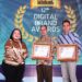 Pemimpin Divisi Sekretariat Perusahaan Bank Aceh Syariah Said Zainal Arifin menerima dua penghargaan Infobank-Isentia 12th Digital Brand Awards 2023, di Shangri-La Hotel, Jakarta, Rabu (12/4)