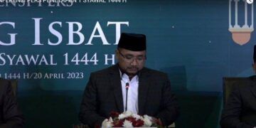 Pemerintah melalui Kementerian Agama menetapkan Hari Raya Idul Fitri atau 1 Syawal 1444 Hijriah di Indonesia jatuh pada Sabtu (22/4)