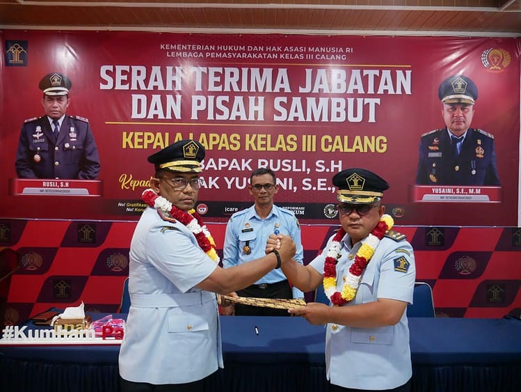 Serah jabatan Plt Kepala Lapas Calang Aceh Jaya, Kamis (8/6), dari Yusaini kepada Rusli