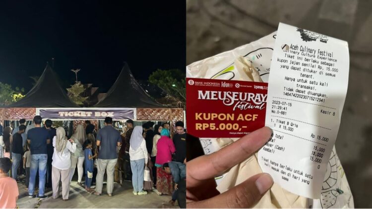 Pengunjung Aceh Culinary Festival 2023 mengeluhkan harus bayar tiket masuk. Foto: Istimewa