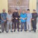 Danden Gegana Satbrimob Polda Aceh Kompol Akmal disambut Ketua PWI Aceh Nasir Nurdin ketika menyambangi markas PWI Aceh, Senin, 13 November 2023