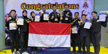Tim Karate Aceh pada kejuaraan internasional di Titiwangsa Stadium, Kuala Lumpur, Malaysia, 3 Desember 2023