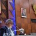 Sekda Aceh Bustami Hamzah menyampaikan Jawaban dan Tanggapan Gubernur Aceh terhadap Nota Keuangan dan Rancangan Qanun Aceh tentang APBA 2024 di Gedung Utama DPRA, Senin (18/12)