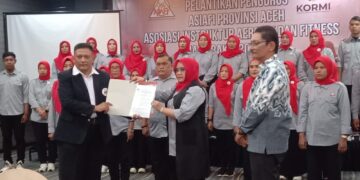 Ketua Pengprov Asiafi Aceh Periode 2024 - 2028 Sri Maulina MD resmi dilantik, Rabu (3/1) malam, di Hotel Kyriad Muraya Banda Aceh