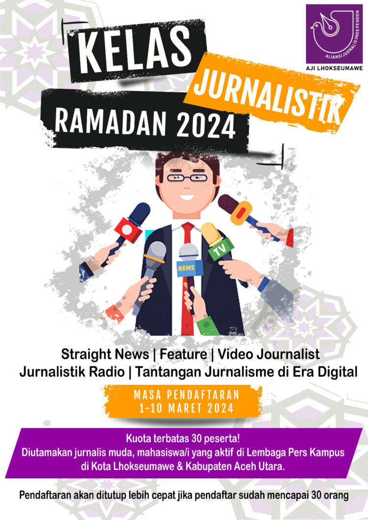 Aliansi Jurnalis Independen (AJI) Lhokseumawe kembali membuka Kelas Jurnalistik Ramadan (KJR) 1445 Hijriah/2024 M