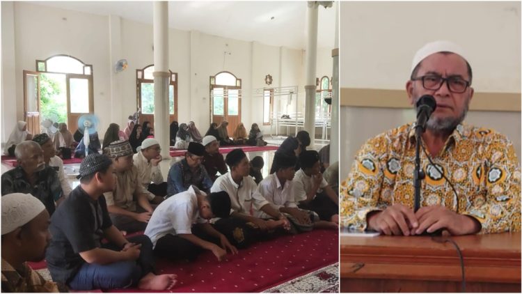 Ketua Umum Dewan Dakwah Aceh Prof Dr Muhammad AR MEd memberikan sambutan pada a Halal Bihalal dan silaturahmi di Markaz Dewan Dakwah Aceh, Gampong Rumpet, Kecamatan Krueng Barona Jaya, Aceh Besar, Ahad (5/5/2024)