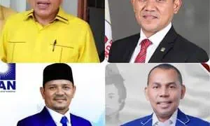 Empat ketua partai nasional di Aceh yakni TM Nurlif, Fadhlullah, Muslim dan Mawardi Ali kini berebut jadi Cawagub berpasangan dengan Cagub Aceh Muzakir Manaf atau Mualem. (Foto: Dok. Info Aceh)