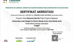 Prodi Magister Ekonomi Syariah UIN Ar-Raniry meraih akreditasi Unggul dari Lembaga Akreditasi Mandiri Ekonomi, Manajemen, Bisnis dan Akuntansi