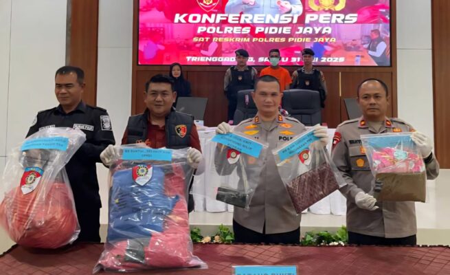 Polres Pidie Jaya menangkap seorang suami pelaku pembunuhan istri di Bandar Dua kurang dari 24 jam setelah kejadian. (Foto: Dok. Polres Pidie Jaya)