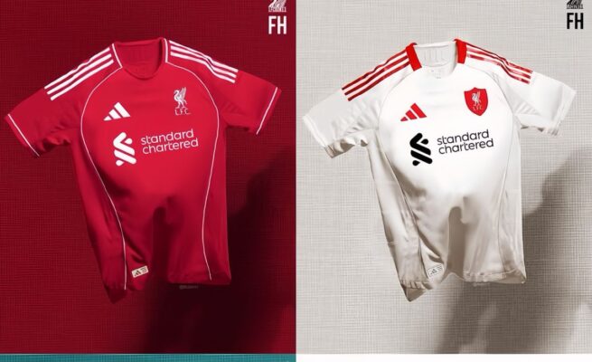 Desain jersey Liverpool 2025/2026 oleh Adidas: Strawberry red & retro