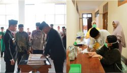 Bupati Aceh Barat Tarmizi SP melantik tujuh pejabat tinggi pratama eselon II di lingkungan Pemkab Aceh Barat, Jum'at sore(2/5). Sebelum dilantik, mereka menjalani tes urine. (Foto: For Infoaceh.net)