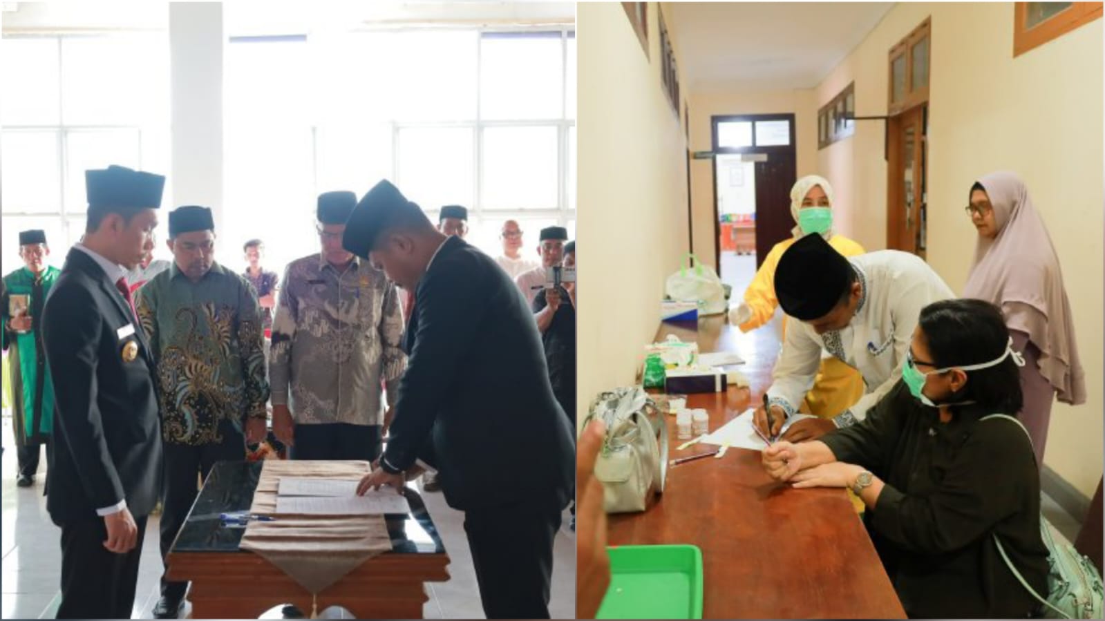 Bupati Aceh Barat Tarmizi SP melantik tujuh pejabat tinggi pratama eselon II di lingkungan Pemkab Aceh Barat, Jum'at sore(2/5). Sebelum dilantik, mereka menjalani tes urine. (Foto: For Infoaceh.net)