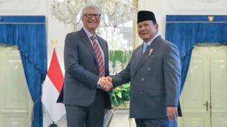 Presiden Prabowo Subianto saat menerima kunjungan pendiri Microsoft sekaligus filantropis dunia Bill Gates di Istana Kepresidenan Jakarta, Rabu (7/5). (Foto/Setpres)