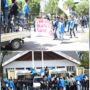 Ratusan mahasiswa yang tergabung dalam Gerakan Rakyat Menggugat (GRAM) menggelar unjuk rasa menolak rencana pembangunan empat Batalyon TNI di depan Gedung DPRA Rabu siang (7/5). (Foto: For Infoaceh.net)