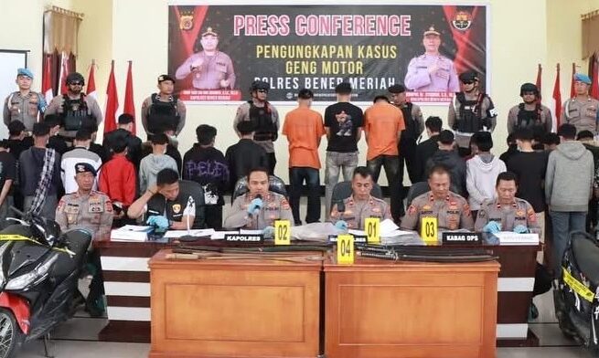 Polres Bener Meriah melakukan penindakan terhadap aktivitas geng motor bersenjata tajam yang melibatkan puluhan remaja di bawah umur