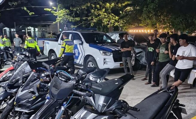 Satlantas Polres Aceh Barat Rabu malam (14/5) menindak 7 pengendara sepeda motor yang menggunakan knalpot brong di wilayah Kota Meulaboh