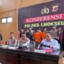 Tim Satreskrim Polres Lhokseumawe mengungkap dan menangkap 2 pria diduga kuat melempar bom molotov ke rumah sewa