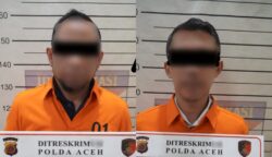 Polda Aceh menahan dua karyawan Bank Aceh Syariah Cabang Bener Meriah, masing-masing berinisial RIP dan MA. (Foto: Dok. Ditreskrimsus Polda Aceh)