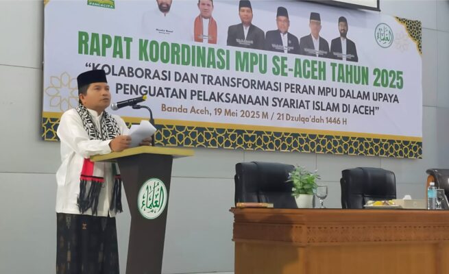 MPU Aceh menggelar Rakor MPU se-Aceh yang berlangsung di Gedung Serbaguna Tgk H Abdullah Ujong Rimba, Kompleks MPU Aceh, Banda Aceh, Senin (19/5)