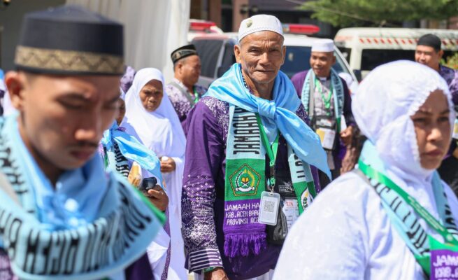 Sebanyak 1.571 jamaah haji Aceh yang tergabung dalam empat kloter telah tiba di Tanah Suci Arab Saudi, Rabu (21/5). (Foto: For Infoaceh.net)