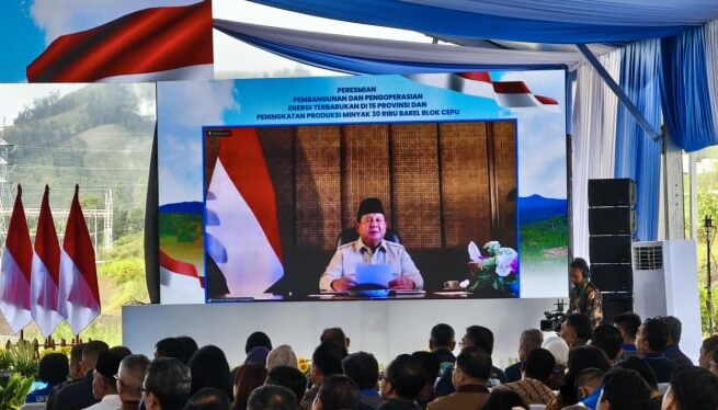 Presiden RI Prabowo Subianto meresmikan pengoperasian dan pembangunan proyek energi baru terbarukan (EBT) senilai Rp25 triliun yang tersebar di 15 provinsi.