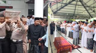 Jenazah Waled Nura dilepas usai dishalatkan di Masjid Agung Al Falah Sigli dan Dayah Nura, Tijue, Kamis (12/6). (Foto: Ist)