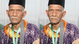 Muhammad Dahlan, jamaah haji tertua dari Aceh yang berusia 100 tahun tiba kembali Tanah Air, Senin (30/6). (Foto: Ist)