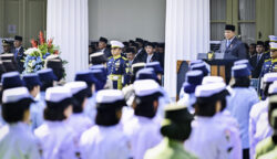 Presiden Prabowo Subianto memimpin langsung Upacara Peringatan Hari Lahir Pancasila tahun 2025 di Gedung Pancasila, Kementerian Luar Negeri, Jakarta, Senin (2/6/2025).