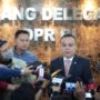 Wakil Ketua DPR RI Sufmi Dasco Ahmad saat memberikan keterangan kepada awak media di Gedung Nusanta II