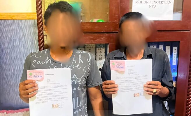 Tim Satgas Anti Premanisme Polres Aceh Besar mengamankan dua orang preman pelaku pungli di kawasan wisata Lhoknga, pada Sabtu (31/5/2025).