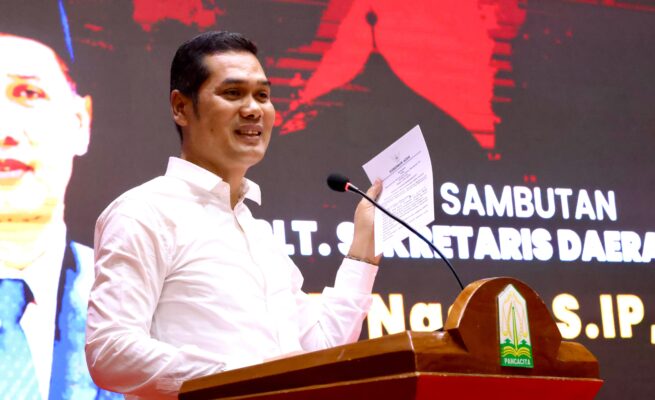 Plt Sekda Aceh M Nasir Syamaun atas nama Gubernur Aceh, membuka Musdalub XV BPD HIPMI Aceh di Anjong Mon Mata Banda Aceh, Ahad (1/6/2025).