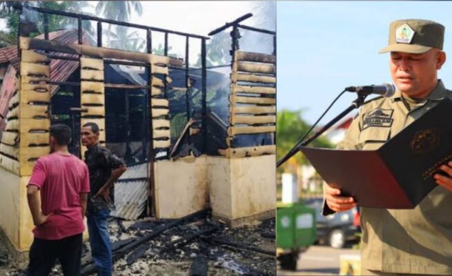 Bupati Aceh Utara, Ismail A. Jalil atau Ayahwa, mengumumkan pencopotan Kepala BPBD Aceh Utara, Asnawi, dalam apel Hari Lahir Pancasila di Lapangan Landeng, Aceh Utara, Senin (2/6)