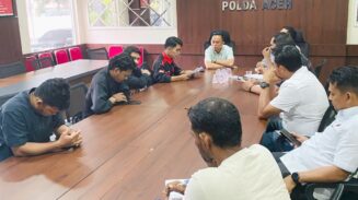 Aliansi Mahasiswa dan Pemuda Anti Korupsi (ALAMP AKSI) menggelar audiensi dengan Ditreskrimsus Polda Aceh, Selasa (3/6).