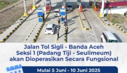 Hutama Karya mengoperasikan secara fungsional Jalan Tol Padang Tiji – Seulimeum selama enam hari mulai Kamis (5/6) hingga Selasa (10/6) untuk mendukung kelancaran arus lalu lintas selama libur Idul Adha 1446 Hijriah. (Foto: For Infoaceh.net)