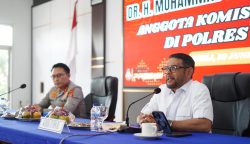 Anggota Komisi III DPR RI asal Aceh M Nasir Djamil melakukan audiensi dengan Kapolres Pidie, AKBP Jaka Mulyana, Selasa (10/6/2025).