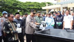Pemusnahan barang bukti narkoba sebanyak 25 kg kokain, 108 kg sabu, dan 640 kg ganja di Aula Presisi Polda Aceh, Kamis, 12 Juni 2025.