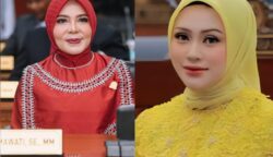 Istri Gubernur Aceh, Hj Salmawati atau Bunda Salma (kiri) melontarkan peringatan keras kepada Ketua DPRD Sumut, Erni Afriyanti Sitorus (kanan)