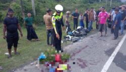 Laka Lantas maut di Jalan Nasional Banda Aceh–Meulaboh, di Desa Kuala, Kecamatan Indra Jaya, Aceh Jaya, Ahad, 15 Juni 2025. (Foto: Polres Aceh Jaya)