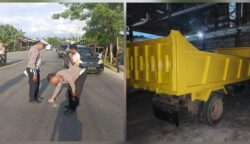 Polisi berhasil menangkap sopir truk pelaku tabrak lari maut yang menewaskan satu orang dan melukai satu lainnya di Jalan Lintas Medan–Banda Aceh, tepatnya di Desa Pulo, Kecamatan Peudada, Bireuen. Peristiwa itu terjadi Rabu, 11 Juni 2025. (Foto: Dok. Satlantas Polres Bireuen)