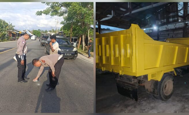 Polisi berhasil menangkap sopir truk pelaku tabrak lari maut yang menewaskan satu orang dan melukai satu lainnya di Jalan Lintas Medan–Banda Aceh, tepatnya di Desa Pulo, Kecamatan Peudada, Bireuen. Peristiwa itu terjadi Rabu, 11 Juni 2025. (Foto: Dok. Satlantas Polres Bireuen)