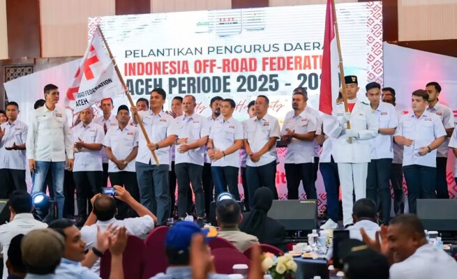 Ahmad Haeqal Asri resmi dilantik sebagai Ketua IOF Pengurus Cabang Aceh masa bakti 2025–2029 pada Jum'at, 20 Juni 2025, di Hotel Hermes Palace Banda Aceh. (Foto: Ist)