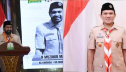 Gubernur Aceh Muzakir Manaf atau Mualem dan Wakil Gubernur Fadhlullah atau Dek Fad yang terpilih jadi Ketua Kwarda Pramuka Aceh periode 2025-2030 di Musda ke-10. (Foto: Ist)