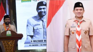 Gubernur Aceh Muzakir Manaf atau Mualem dan Wakil Gubernur Fadhlullah atau Dek Fad yang terpilih jadi Ketua Kwarda Pramuka Aceh periode 2025-2030 di Musda ke-10. (Foto: Ist)
